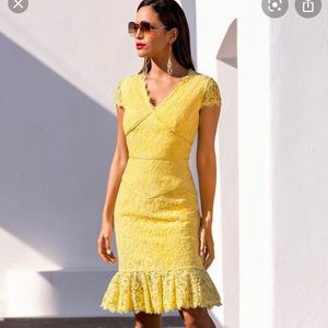 Boston Proper Yellow Lace Dress. WORN ONCE